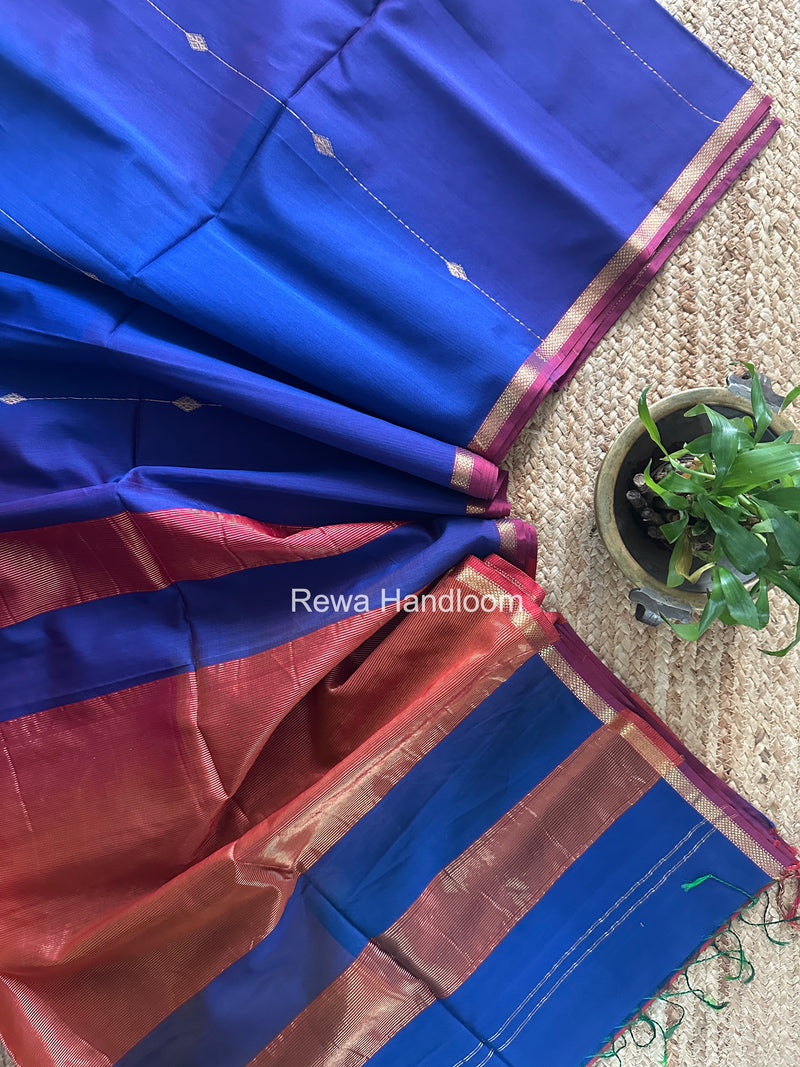 Blue Lining Butti Shaded Maheshwari Saree SBS0132