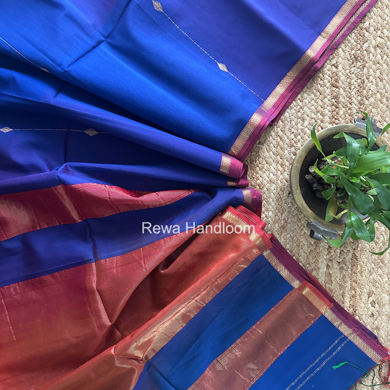 Blue Lining Butti Shaded Maheshwari Saree SBS0132