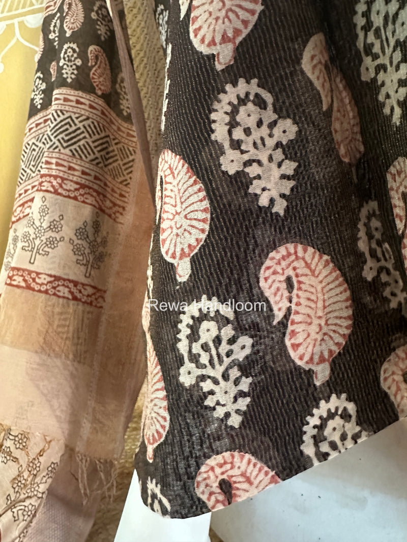 Bagh Print Tissue Top-Dupatta Set