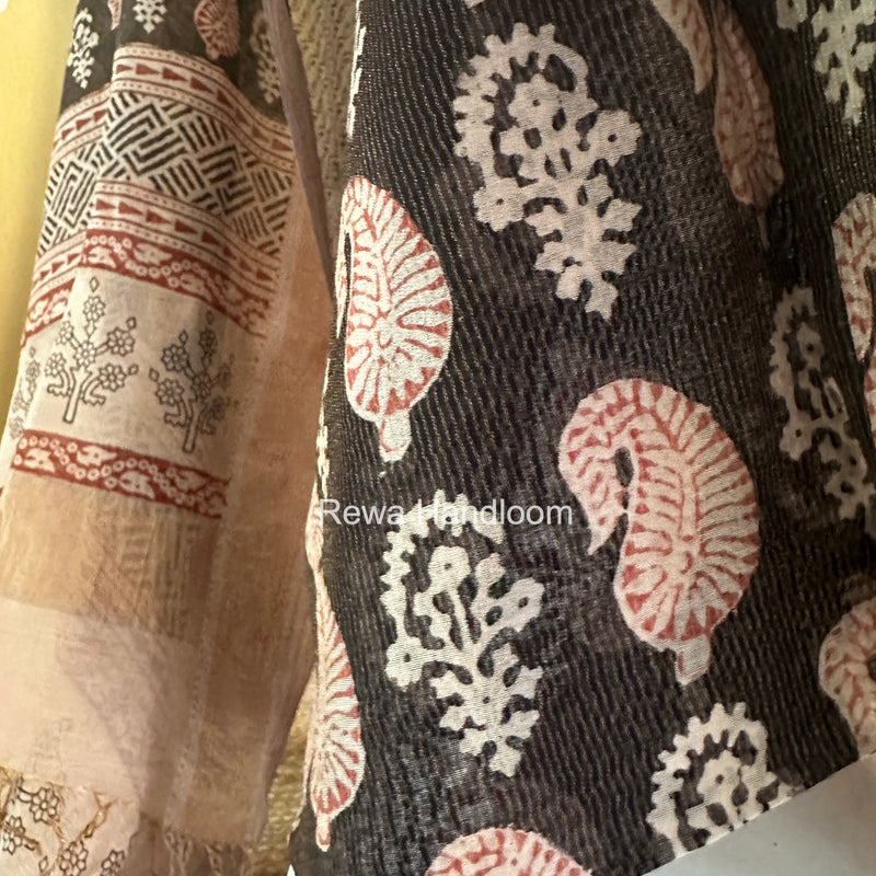 Bagh Print Tissue Top-Dupatta Set
