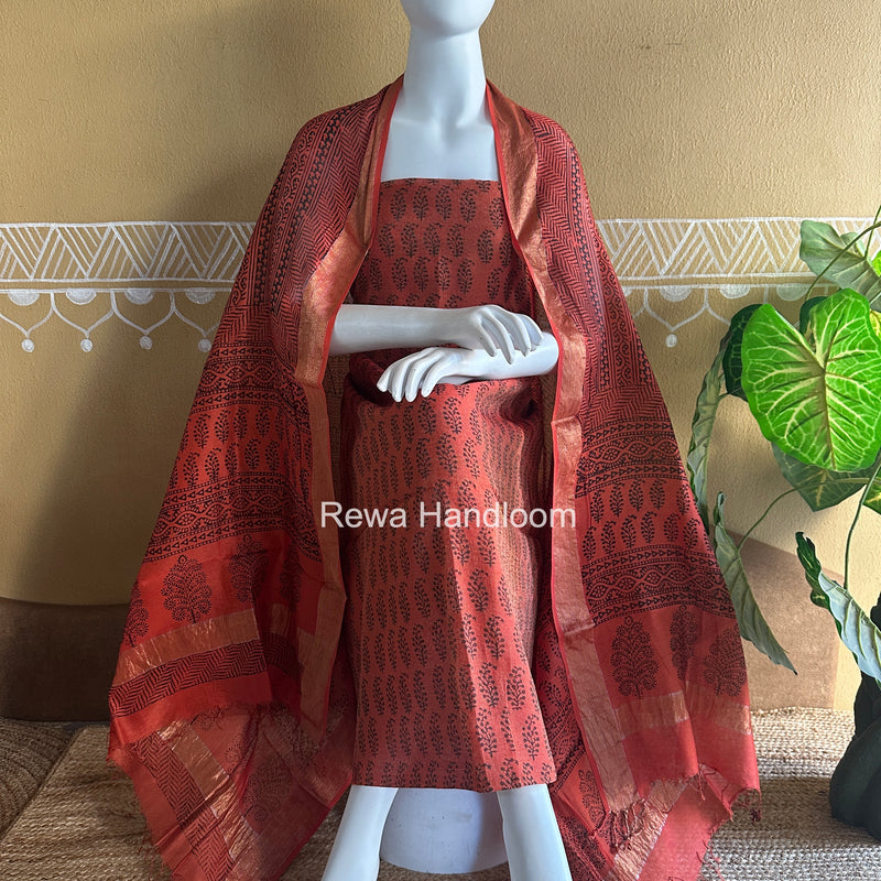 Maheshwari Tissue Bagh Print Suit