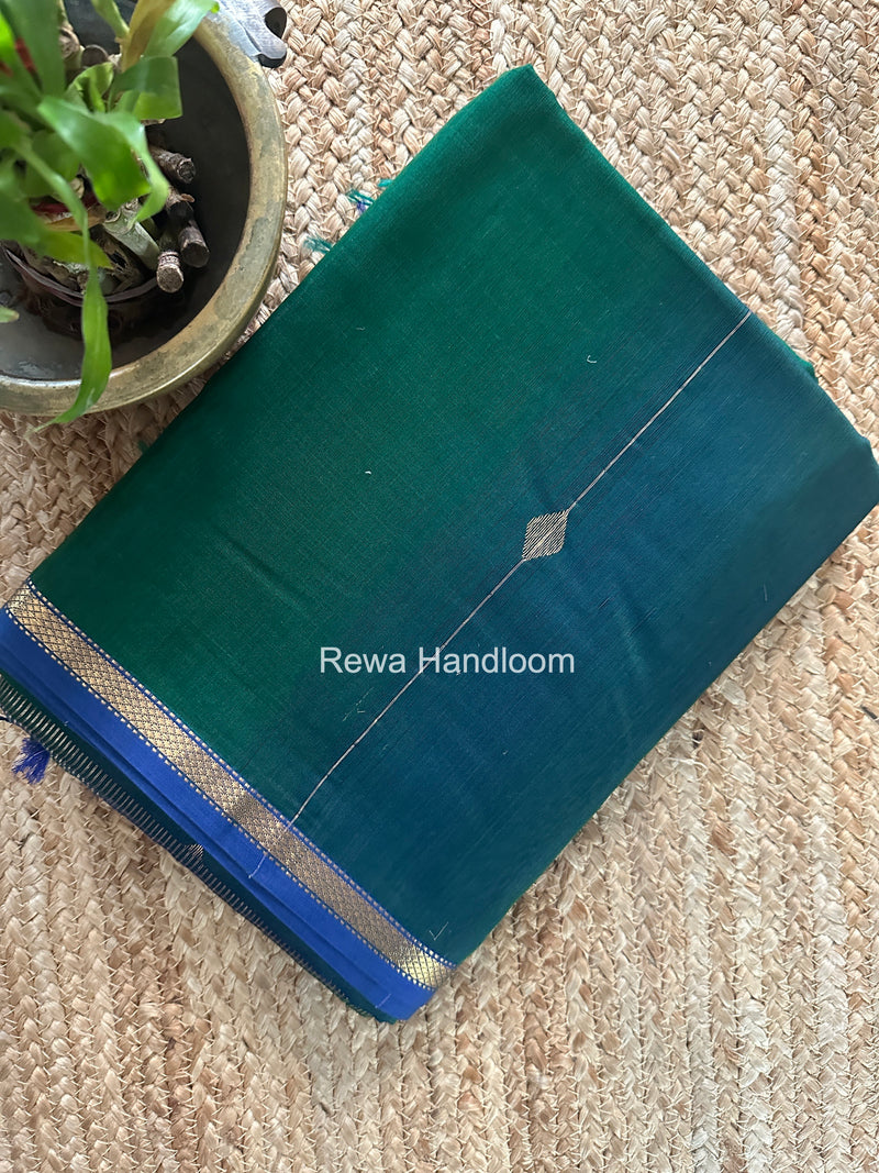 Rama Green Lining Butti Shaded Maheshwari Saree SBS0128