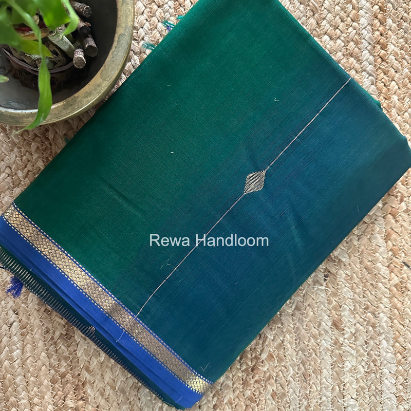 Rama Green Lining Butti Shaded Maheshwari Saree SBS0128