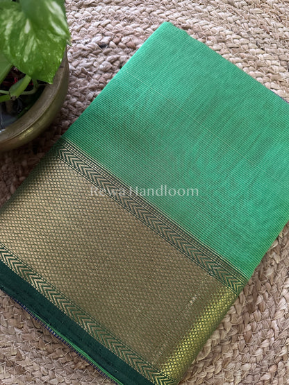 Maheshwari Green Tissue Silk Saree-ZTS15