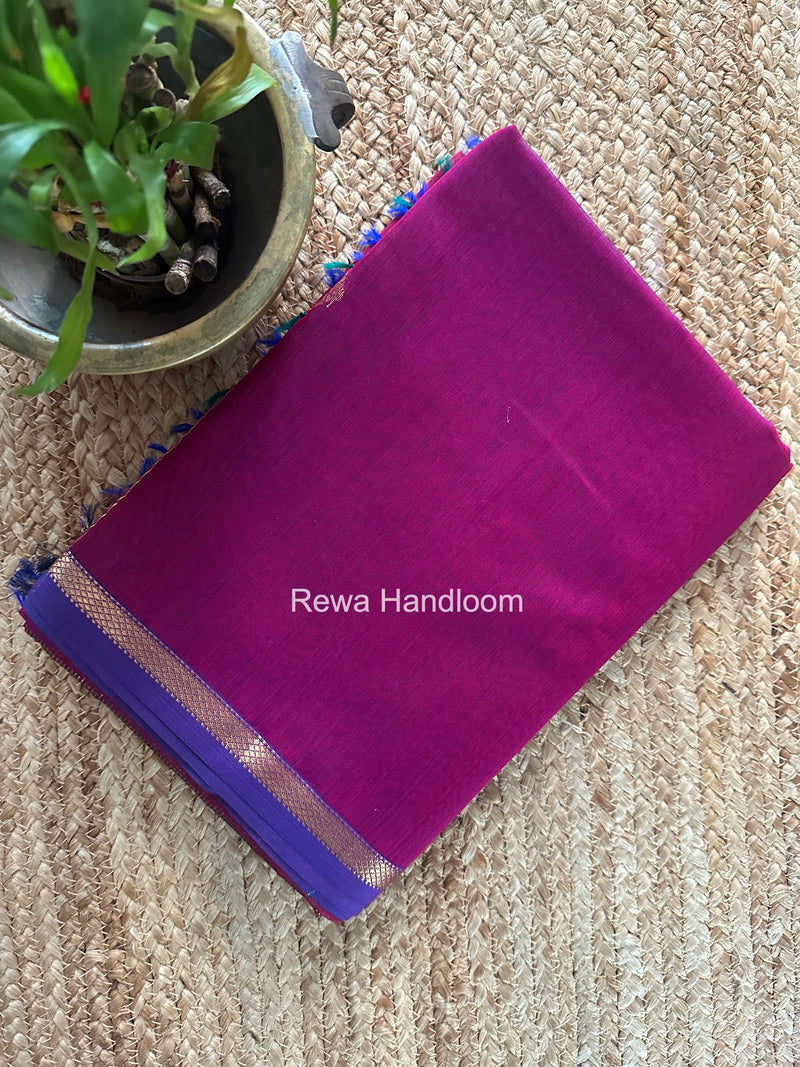 Magenta Lining Butti Shaded Maheshwari Saree SBS0131