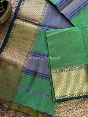 Maheshwari Green Tissue Silk Saree-ZTS15