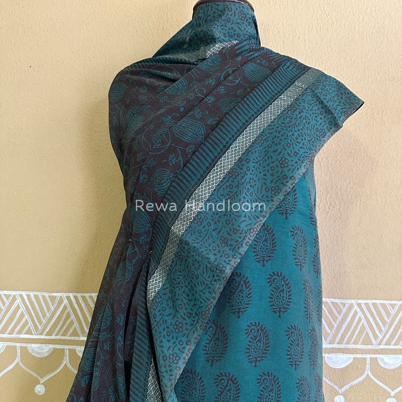 Maheshwari Green-Maroon Bagh Print Tissue Suit BTS011