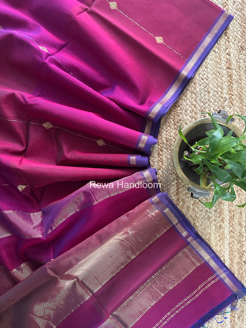 Magenta Lining Butti Shaded Maheshwari Saree SBS0131