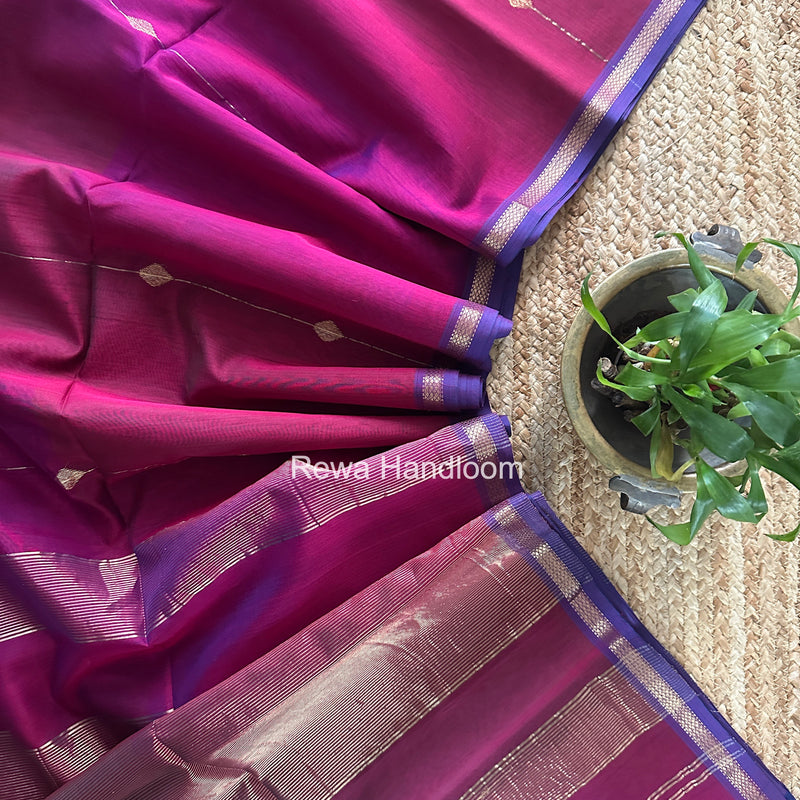 Magenta Lining Butti Shaded Maheshwari Saree SBS0131