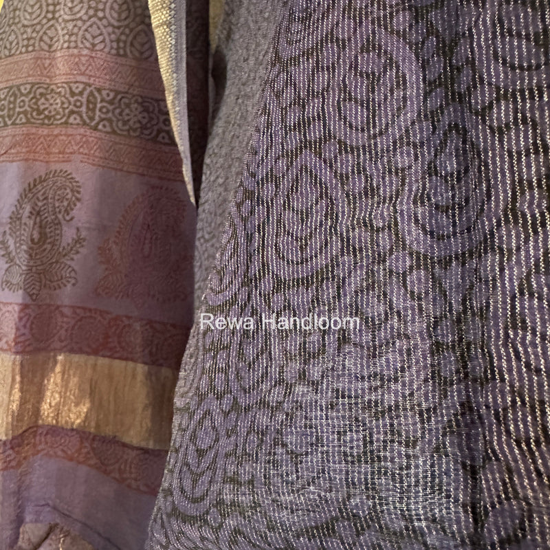 Maheshwari Bagh Print Tissue Top-Dupatta Set