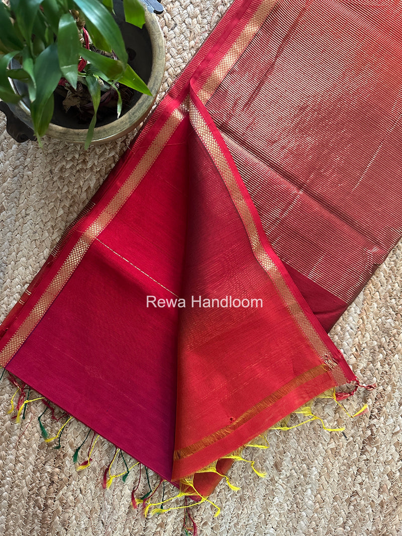 Red Lining Butti Shaded Maheshwari Saree SBS0133