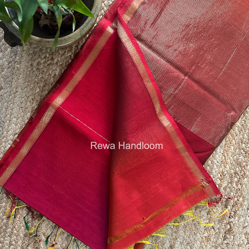 Red Lining Butti Shaded Maheshwari Saree SBS0133