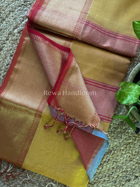 Maheshwari Golden Yellow Tissue Silk Saree-ZTS17