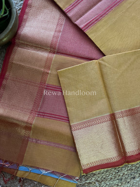 Maheshwari Golden Yellow Tissue Silk Saree-ZTS17