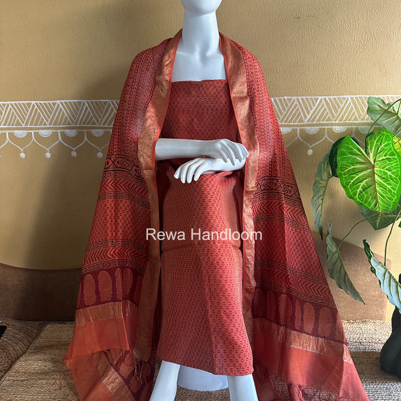 Maheshwari Tissue Bagh Print Suit