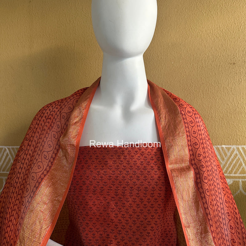 Maheshwari Tissue Rust Bagh Print Suit BT03