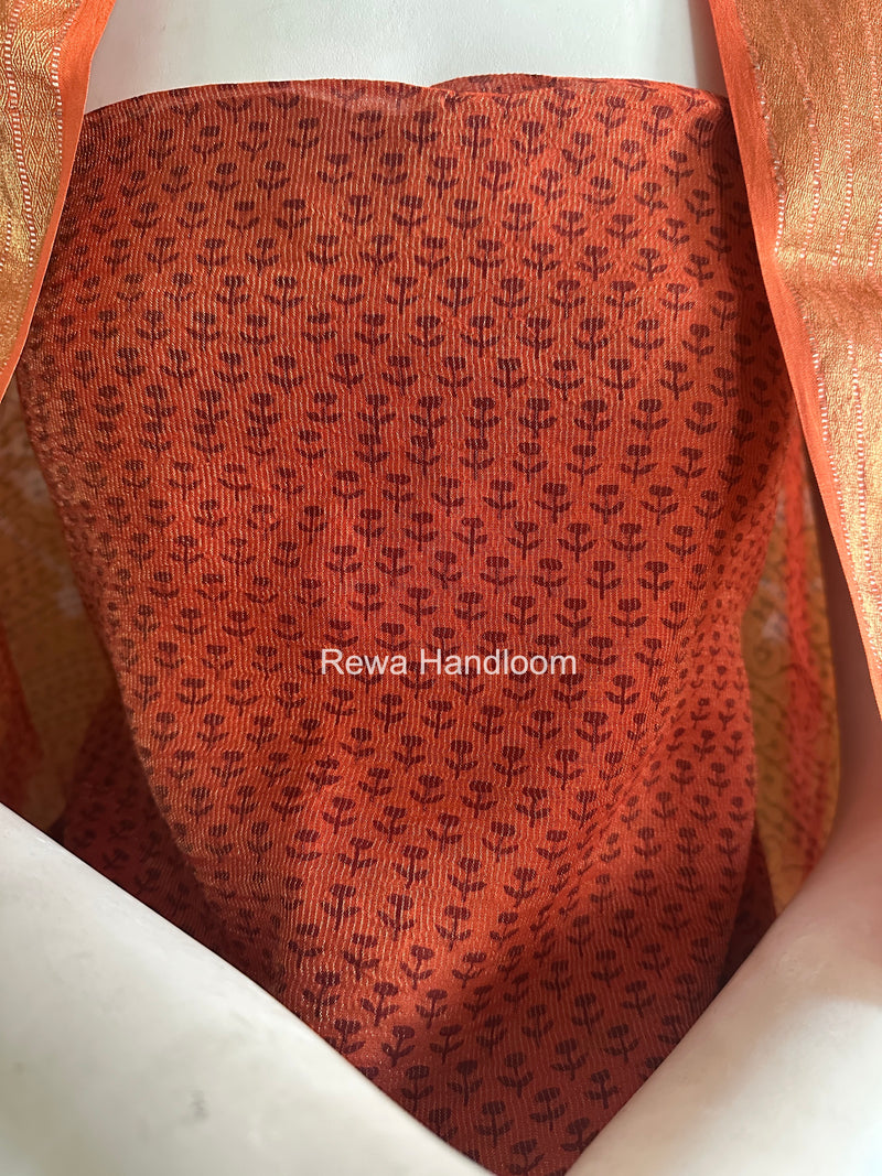Maheshwari Tissue Rust Bagh Print Suit BT03