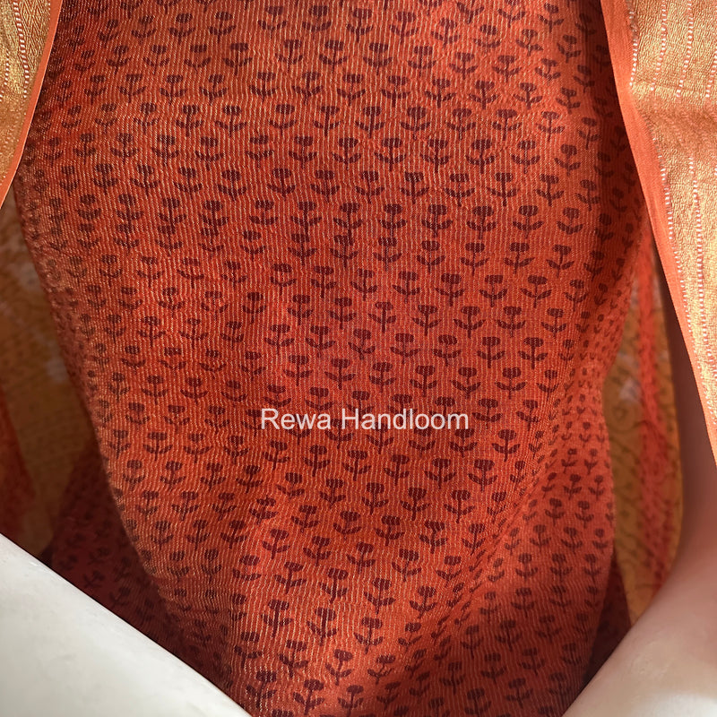 Maheshwari Tissue Rust Bagh Print Suit BT03