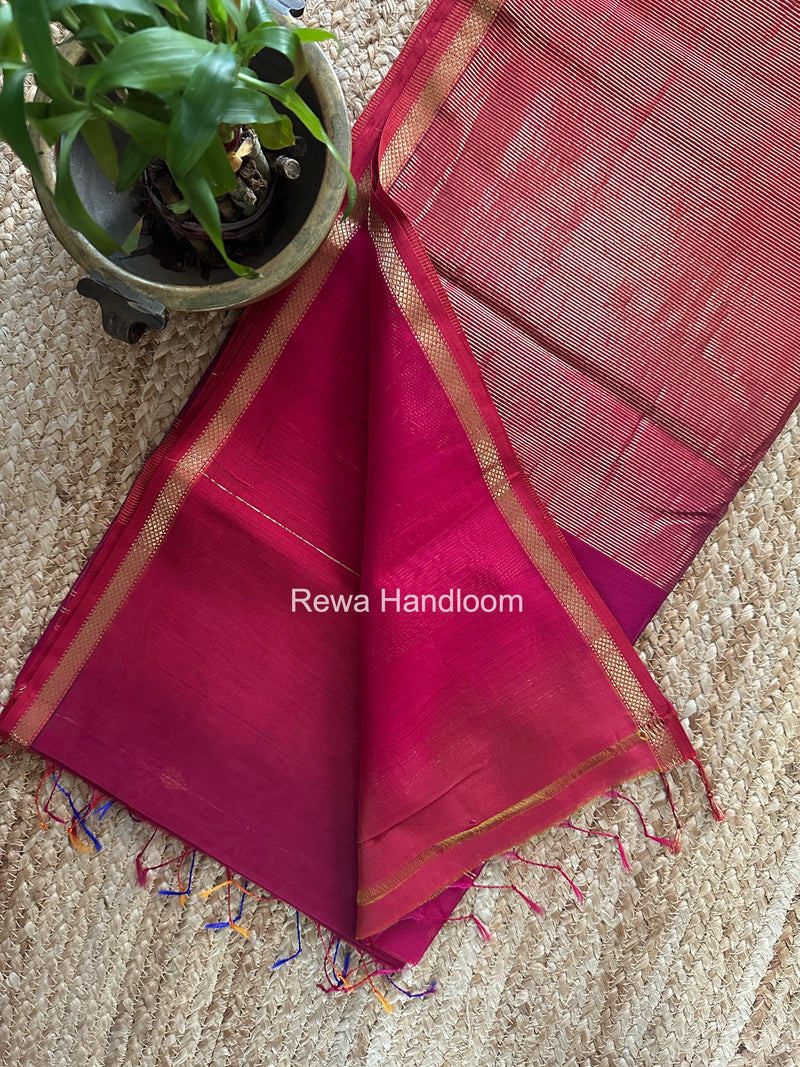 Fuchsia Pink Lining Butti Shaded Maheshwari Saree SBS0129