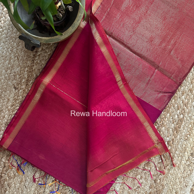Fuchsia Pink Lining Butti Shaded Maheshwari Saree SBS0129