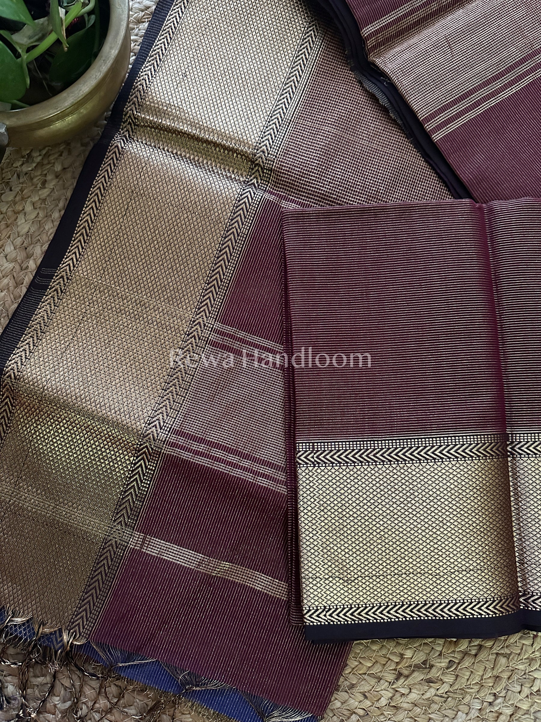 Maheshwari Purple Tissue Silk Saree-ZTS18