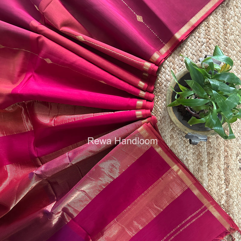 Fuchsia Pink Lining Butti Shaded Maheshwari Saree SBS0129