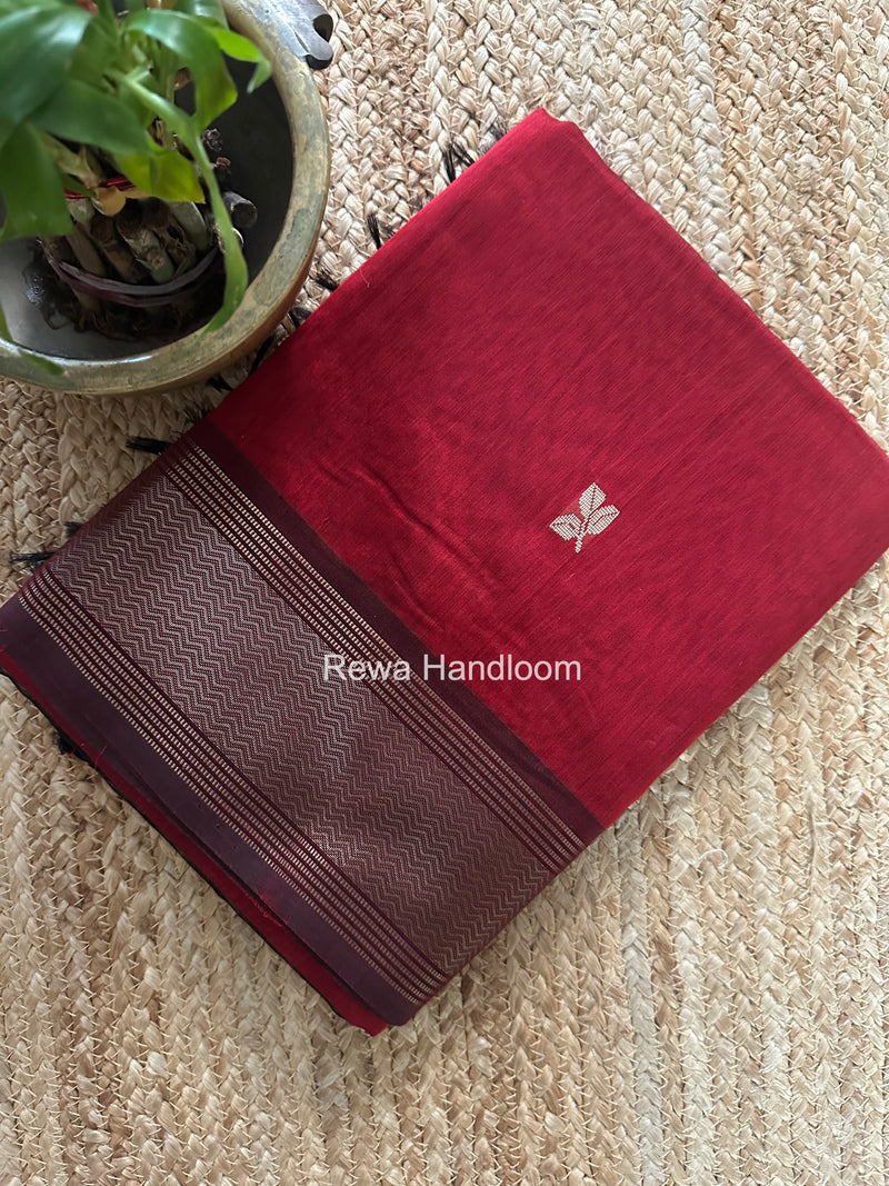 Maheshwari Maroon Resham Thread Butti Saree RBS015