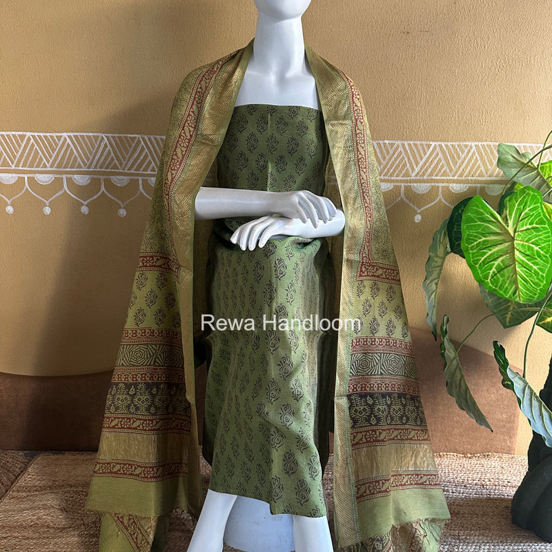 Maheshwari Bagh Print Tissue Top-Dupatta Set