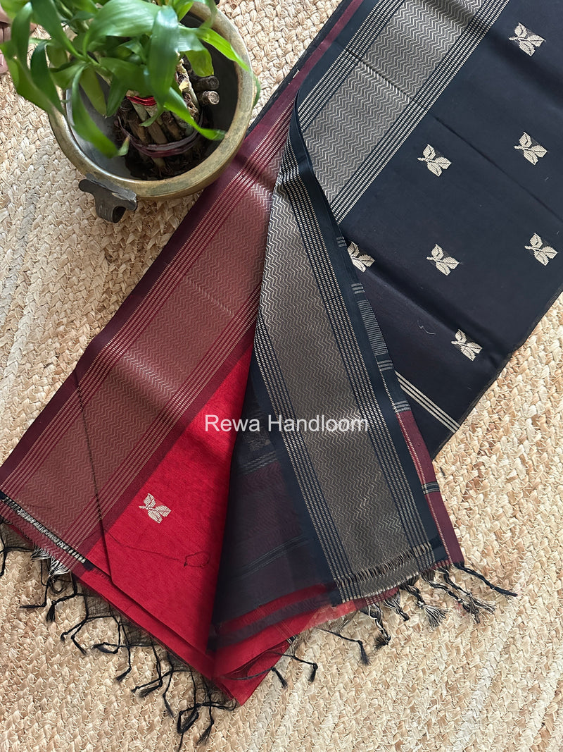 Maheshwari Maroon Resham Thread Butti Saree RBS015