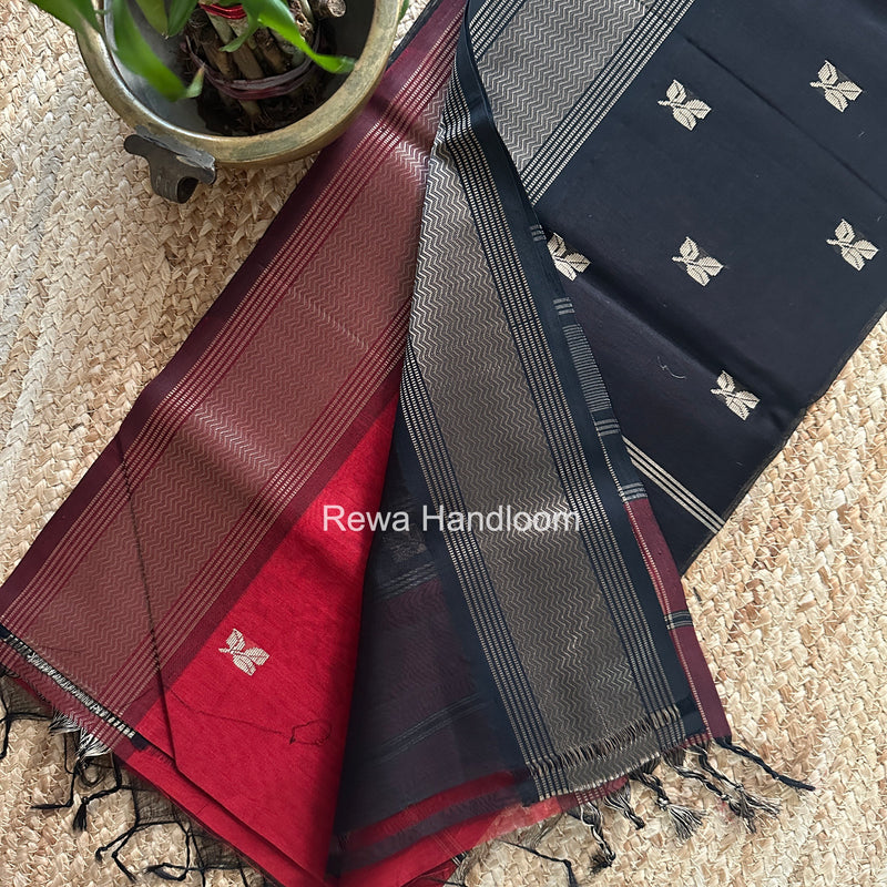 Maheshwari Maroon Resham Thread Butti Saree RBS015
