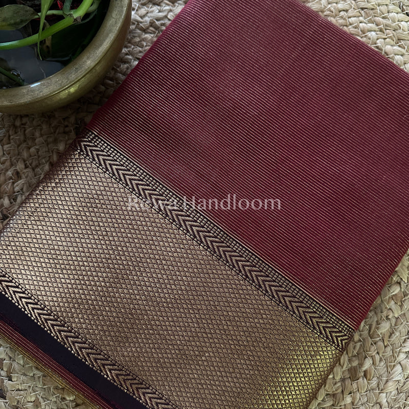 Maheshwari Maroon Tissue Silk Saree-ZTS20