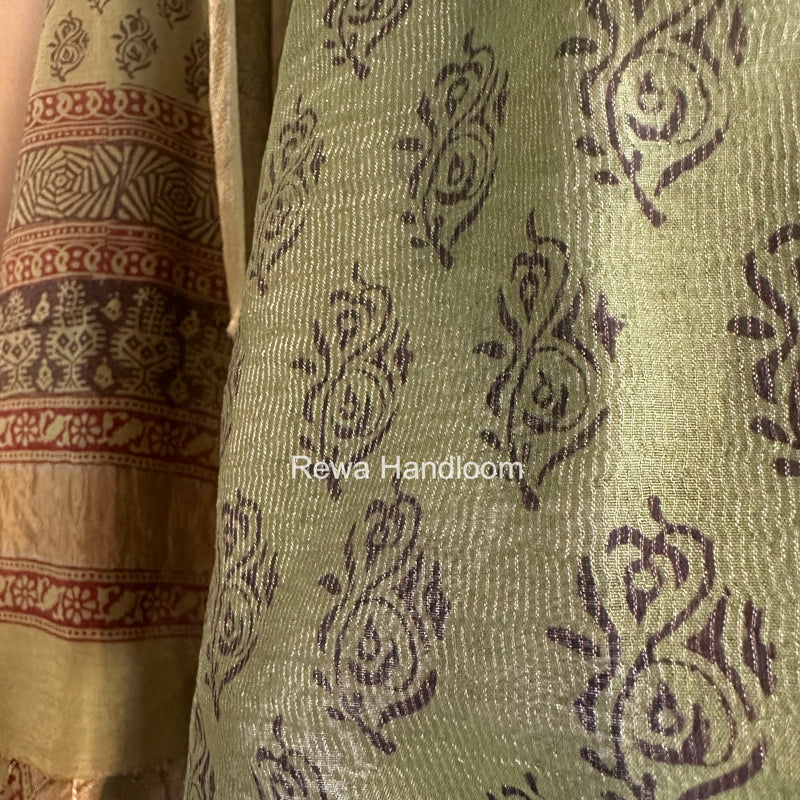 Bagh Print Tissue Top-Dupatta Set