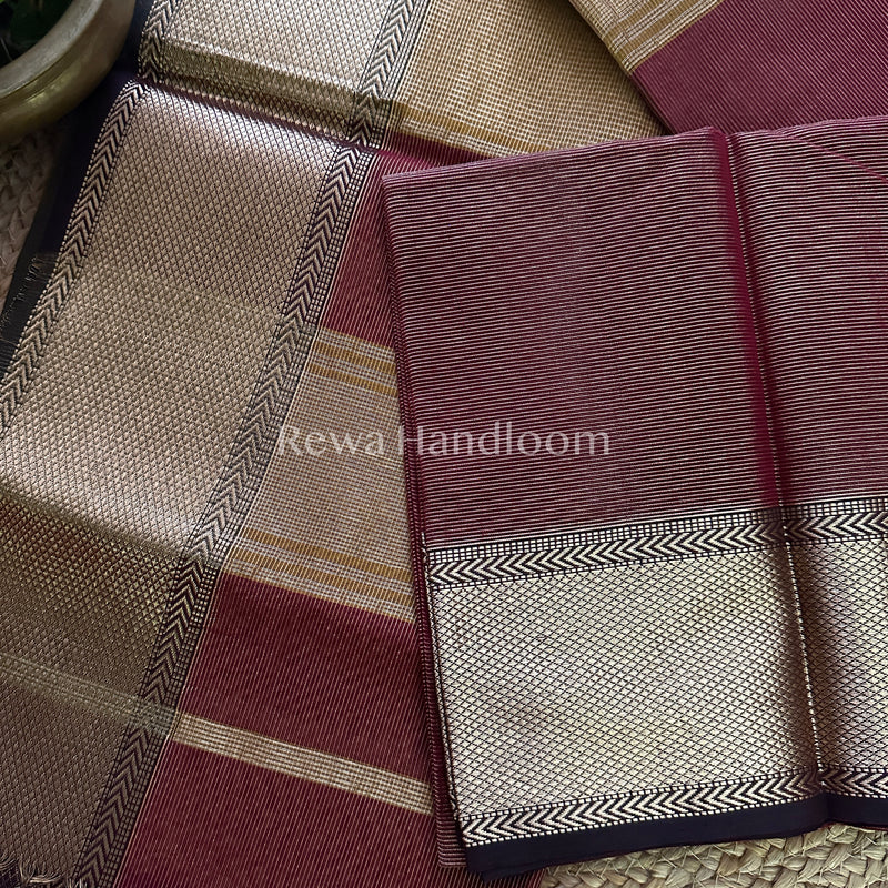 Maheshwari Maroon Tissue Silk Saree-ZTS20