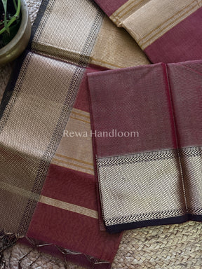 Maheshwari Maroon Tissue Silk Saree-ZTS20