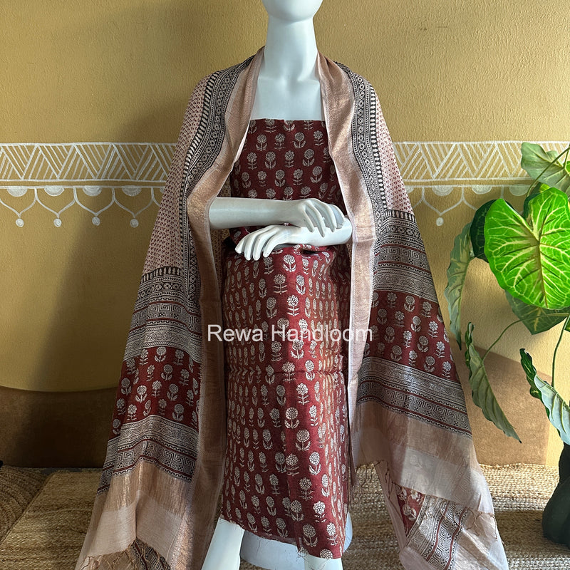 Maheshwari Bagh Print Tissue Top-Dupatta Set