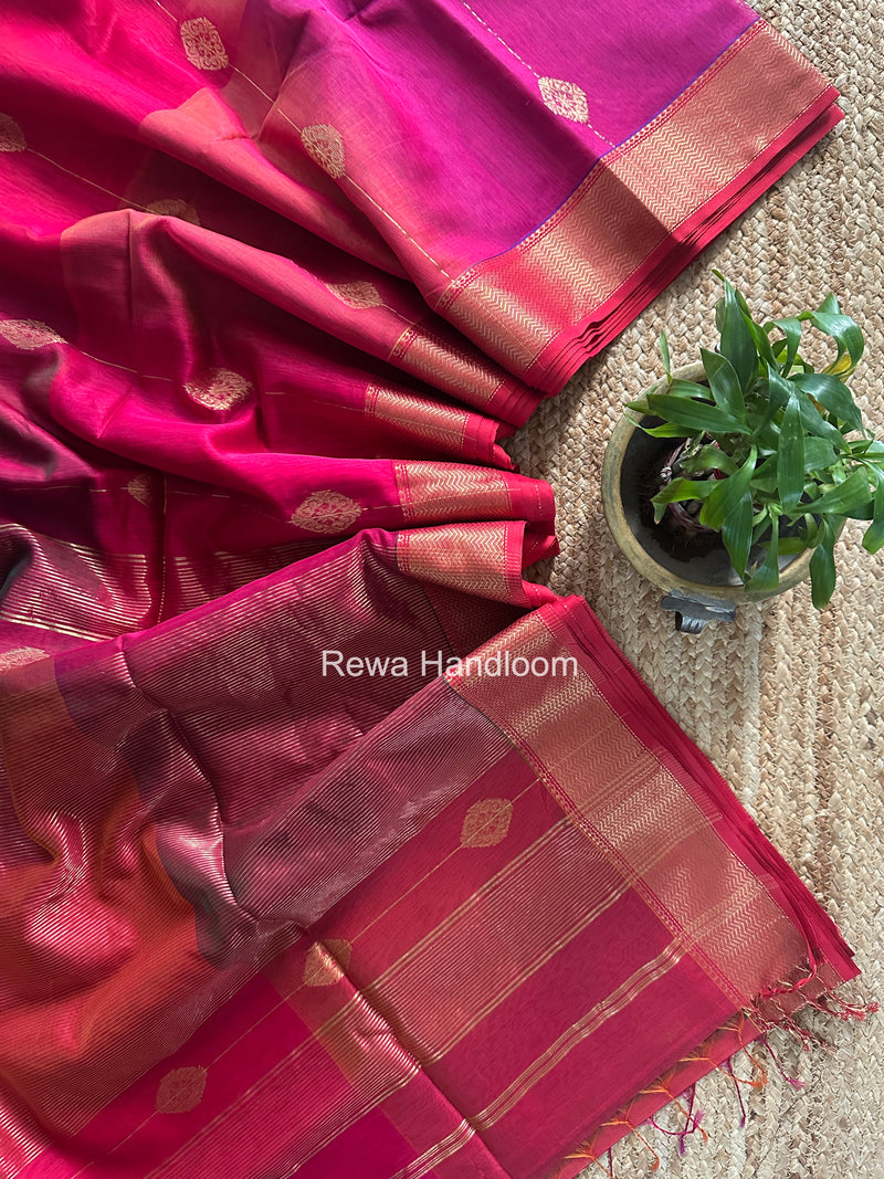 Maheshwari Pink Lining Butta Saree DSBS04