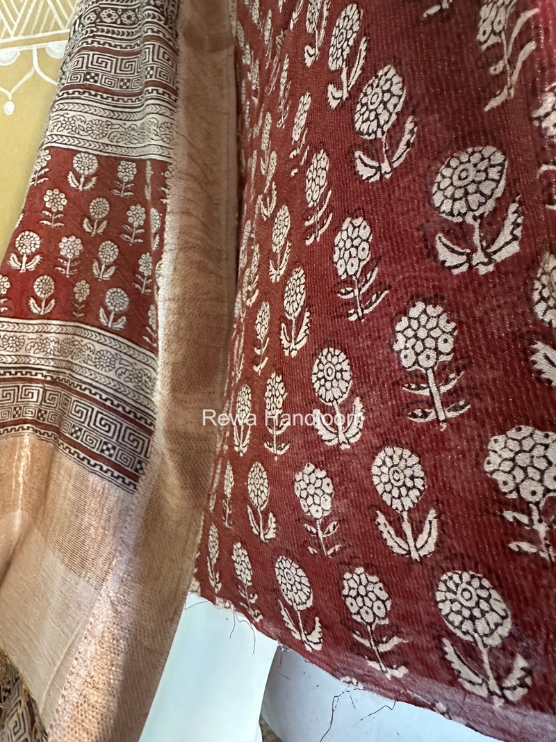 Bagh Print Tissue Top-Dupatta Set