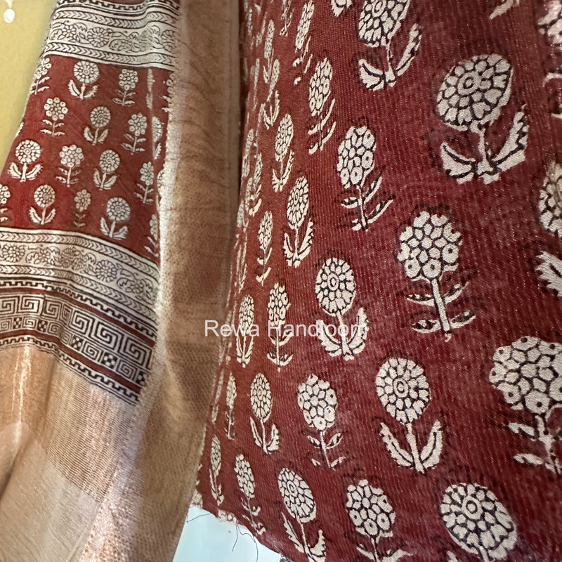 Bagh Print Tissue Top-Dupatta Set