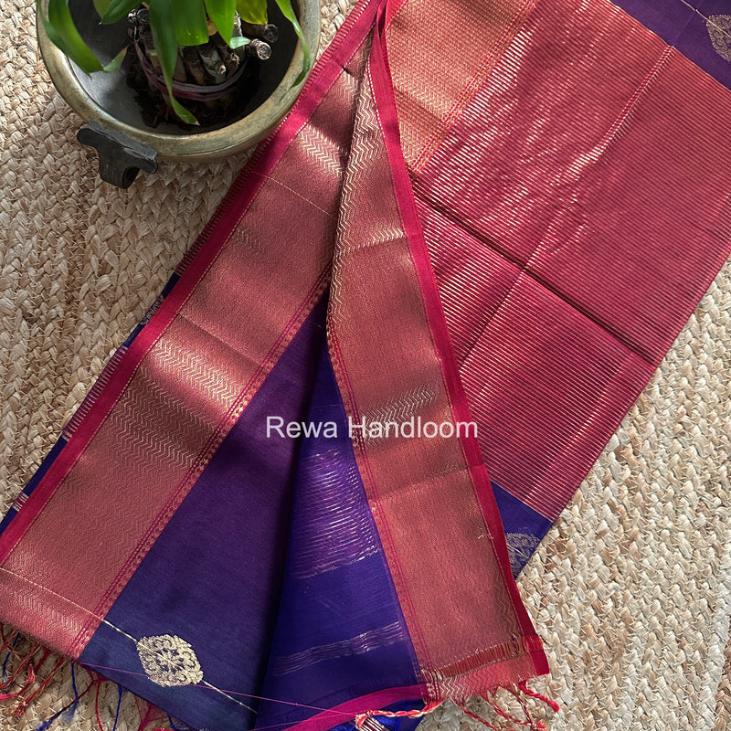 Maheshwari Purple Lining Butta Saree DSBS05