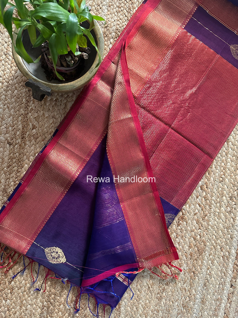 Maheshwari Navy Blue Shaded Butti Saree SBBS031