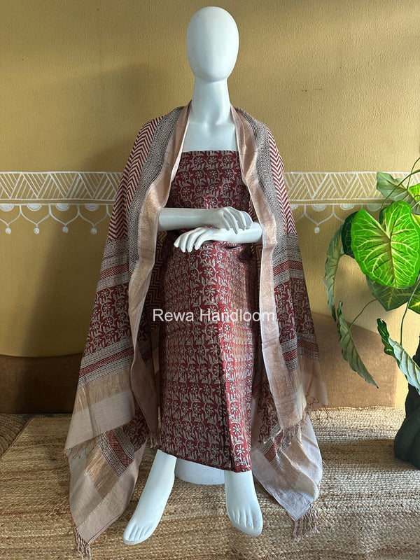 Maheshwari Bagh Print Tissue Top-Dupatta Set