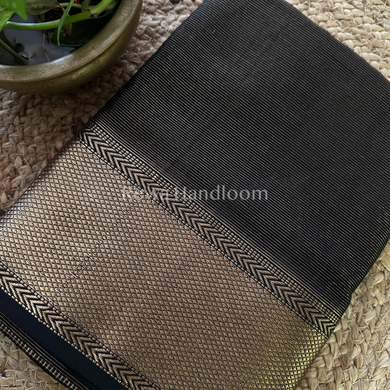 Maheshwari Black Tissue Silk Saree-ZTS22
