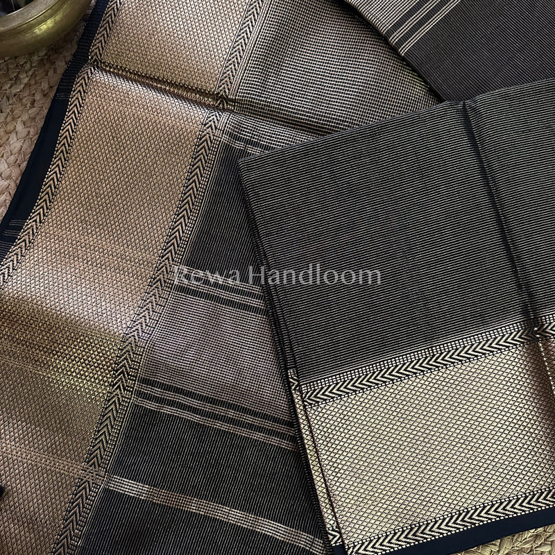 Maheshwari Black Tissue Silk Saree-ZTS22