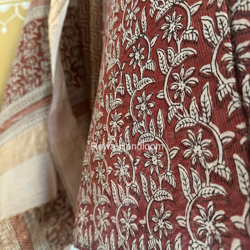 Bagh Print Tissue Top-Dupatta Set