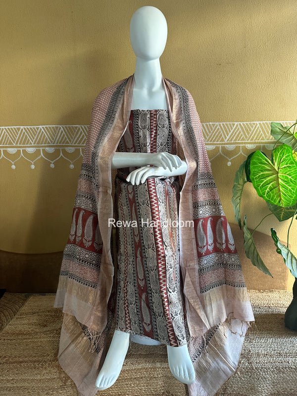 Maheshwari Bagh Print Tissue Top-Dupatta Set