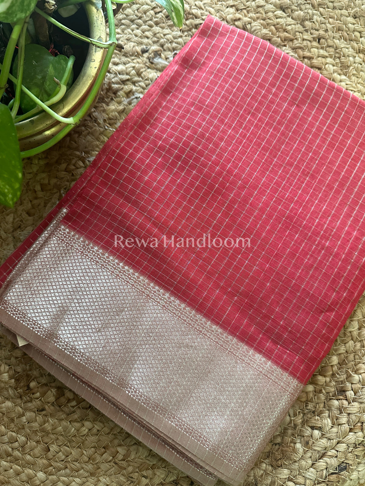 Maheshwari ~ Silver Zari Checks Silk Saree