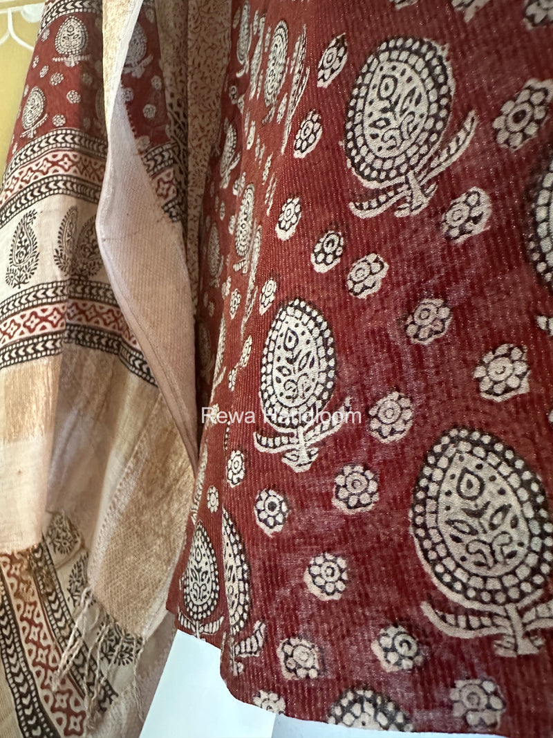 Bagh Print Tissue Top-Dupatta Set