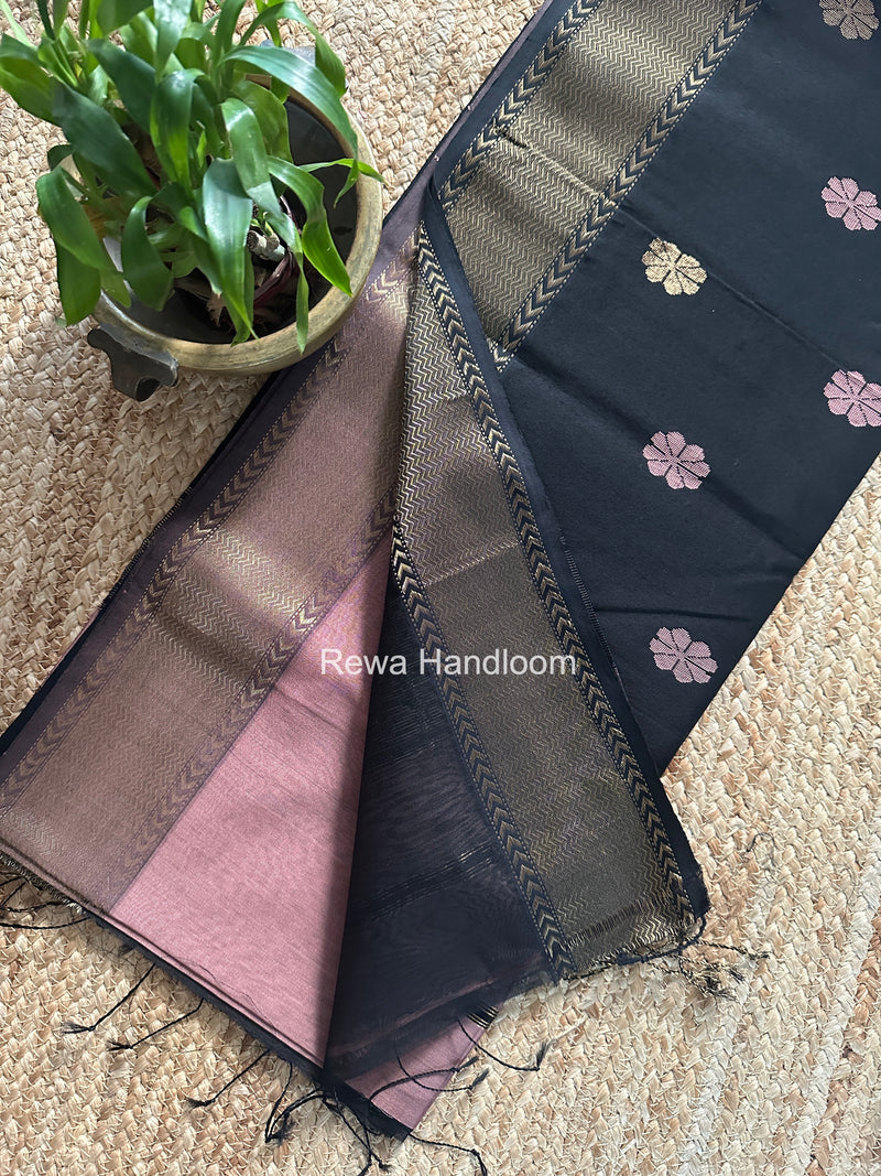 Maheshwari Onion Pink Lotus Butta Saree LBS0117