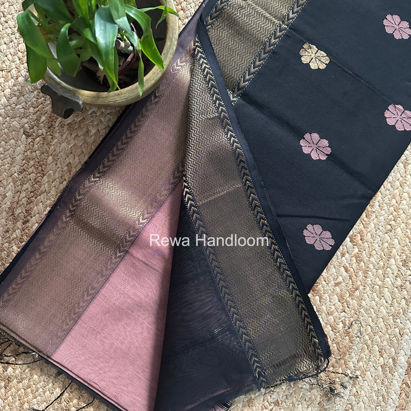 Maheshwari Onion Pink Lotus Butta Saree LBS0117