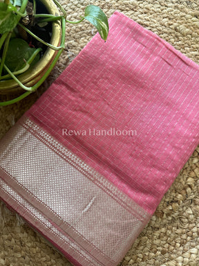 Maheshwari ~ Silver Zari Checks Silk Saree